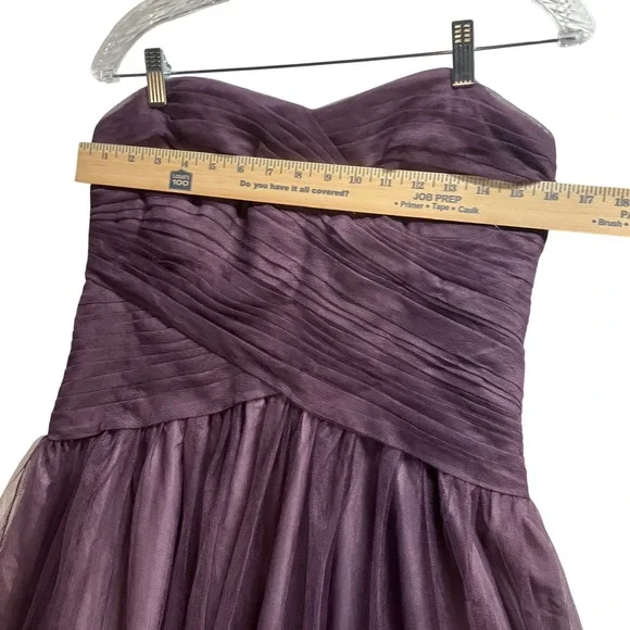 Monique Lhuillier Prom Bridesmaids Strapless Chiffon Gown Plum Purple SZ 10 EUC - Picture 10 of 10